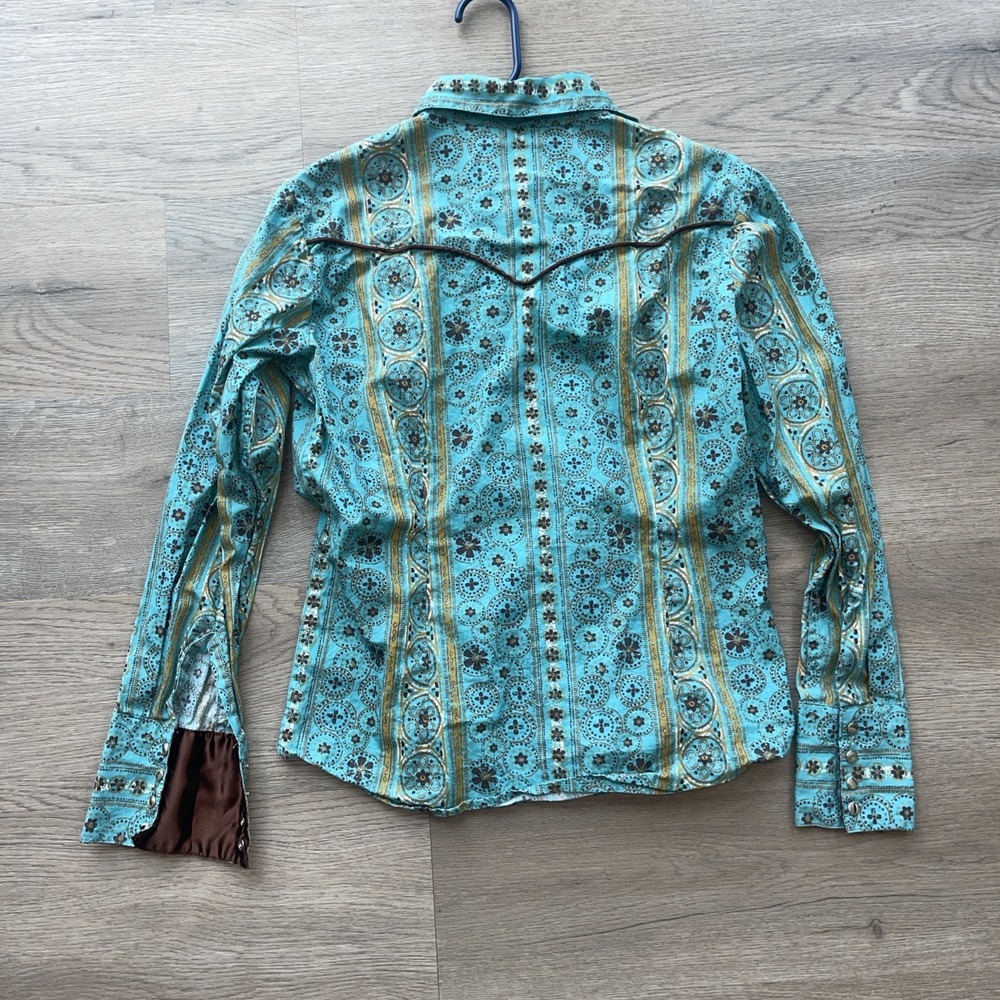 Panhandle Slim Girls M Rockabilly Pearl Snap Western Cowgirl Medallion Print - Picture 6 of 6
